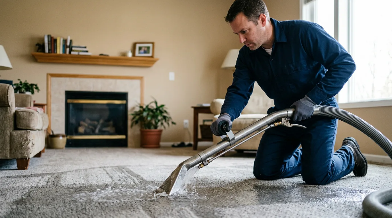 Water damage restoration technician working near Santa Anna, TX